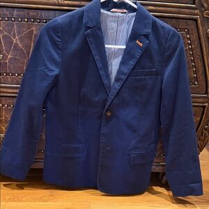 Boden Navy Single-Breasted Blazer with Contrast Lining